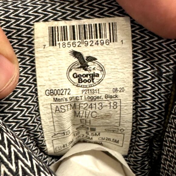 Georgia Boots Men's 9" CT Logger Brown Leather Composite Toe Waterproof 8.5 - Picture 7 of 8